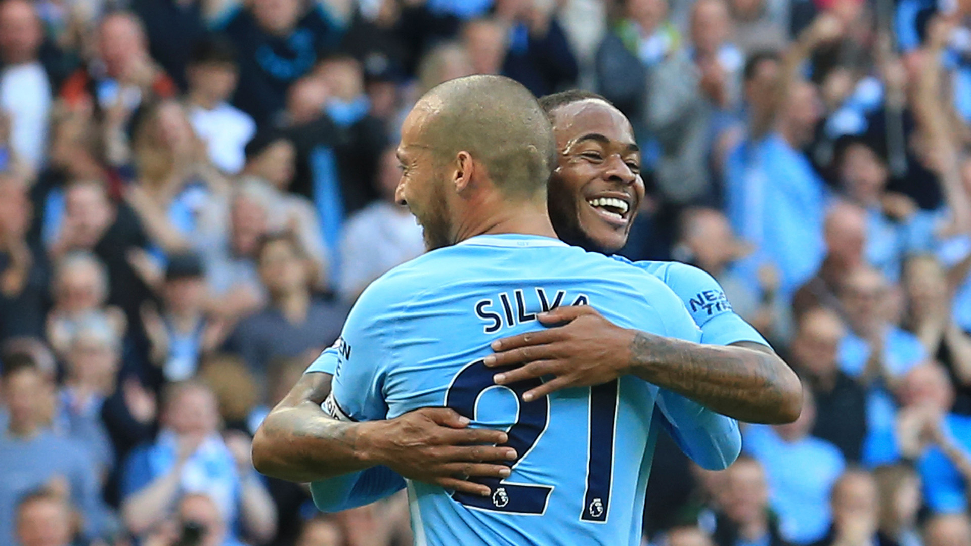 David Silva Raheem Sterling Manchester City Stoke City David Silva Raheem Sterling Manchester City Stoke City