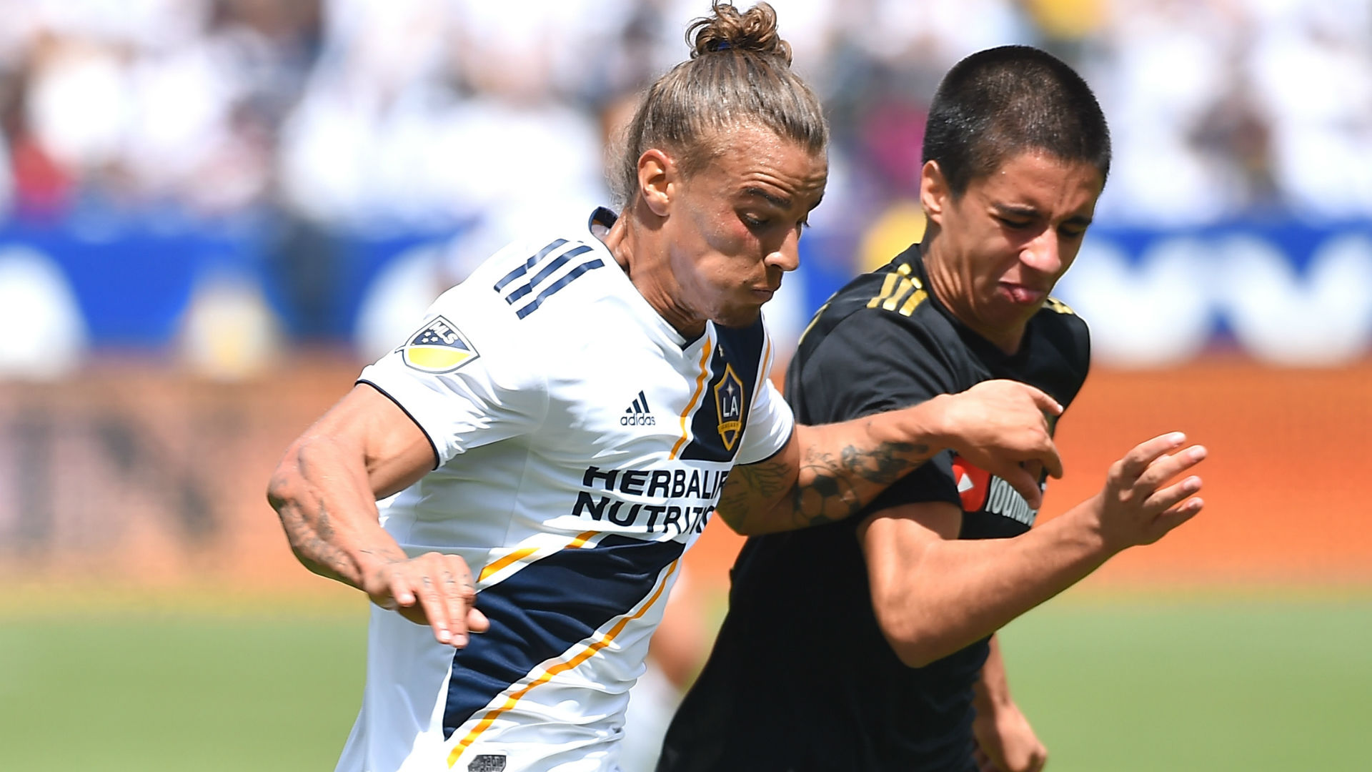 Joao Moutinho Rolf Feltscher LAFC LA Galaxy MLS 2018 Joao Moutinho Rolf Feltscher LAFC LA Galaxy MLS 2018