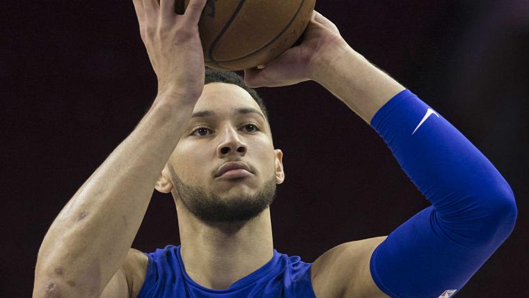 76ers' Ben Simmons, who shoots left-handed, throws first pitch right-handed image