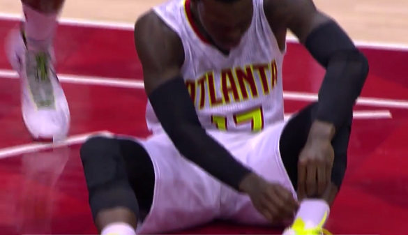 Dennis Schroder loses tooth, tucks it in his sock for safe keeping image