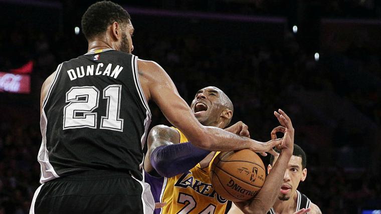 Duncan keeps rolling, Kobe keeps missing image