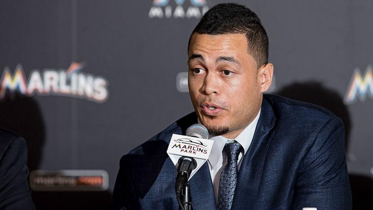 Giancarlo Stanton signs record $325M deal at news conference image