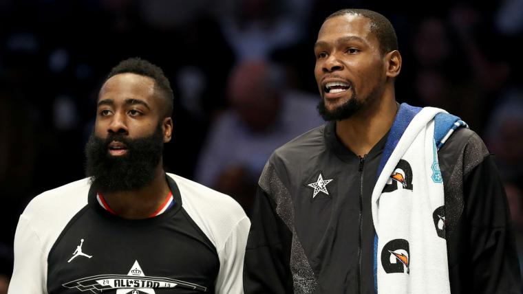 Nets' Kevin Durant on James Harden trade rumors: 'I don't know where that came from' image