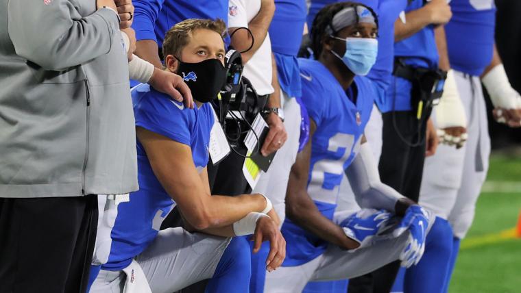 Matthew Stafford incites passionate Twitter response after kneeling during national anthem image