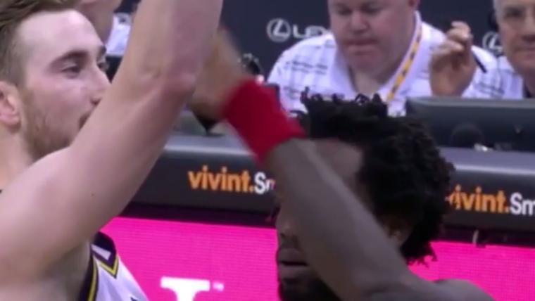 Patrick Beverley isn't a fan of Gordon Hayward's free throw shooting routine image