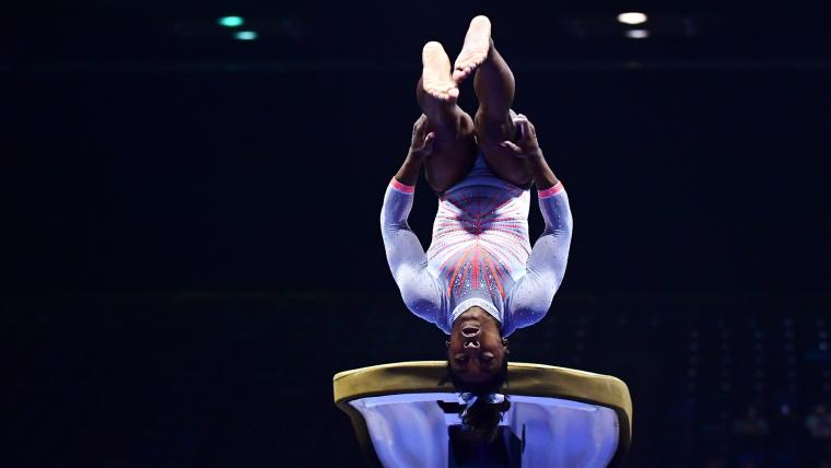 Simone Biles lands historic Yurchenko double pike in return to competition image