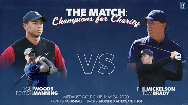 What time is 'The Match 2'? TV schedule for Tiger Woods-Peyton Manning vs. Tom Brady-Phil Mickelson golf match image