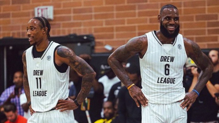 Which NBA stars are playing at the Drew League? image