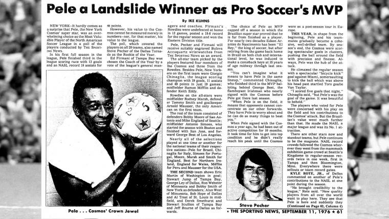 TSN Archives: Pele a Landslide Winner as NASL MVP (Sept. 11, 1976, issue)  image