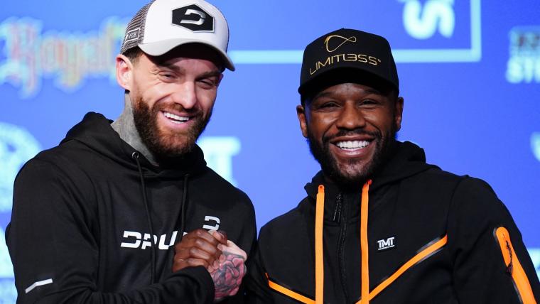 What channel is Floyd Mayweather vs. Aaron Chalmers on tonight? How to watch, buy 2023 boxing exhibition image
