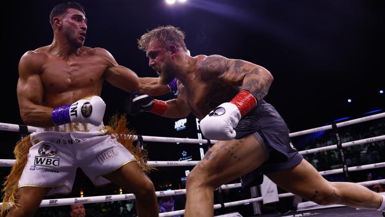 Jake Paul calls for rematch vs. Tommy Fury in post-fight interview, gets booed for making excuses about loss image