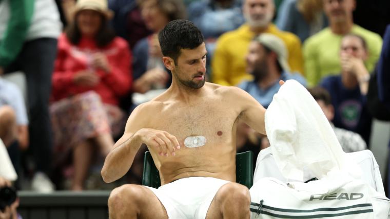 What is Novak Djokovic's chest patch? image