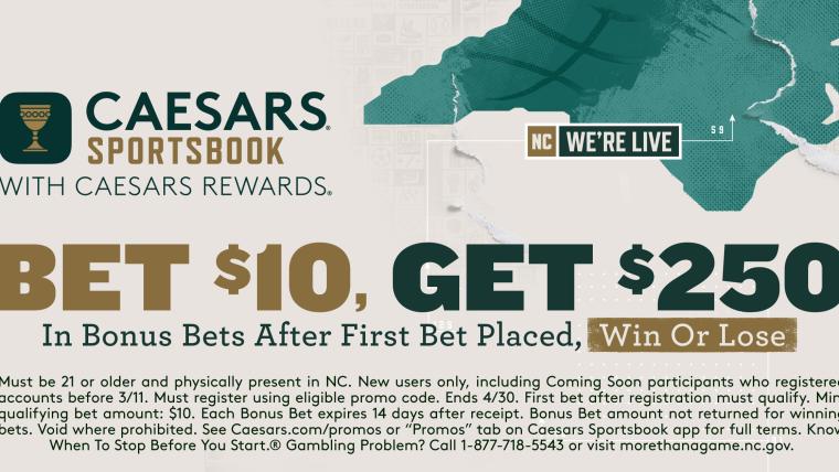 Caesars Sportsbook NC promo code NEWSNC: Claim $250 bonus image