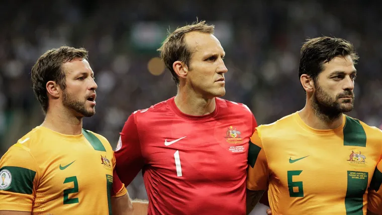 Lucas Neill, Mark Schwarzer and Sasa Ognenovski