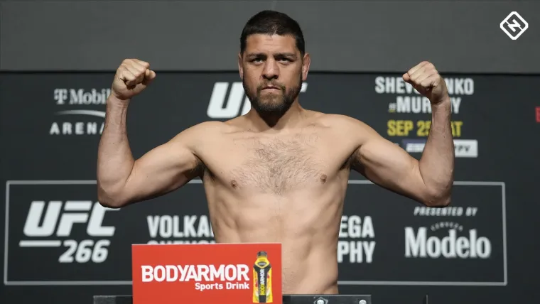 Nick Diaz at weigh in for UFC 266