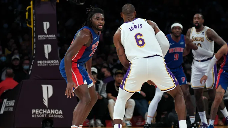 LeBron James and Isaiah Stewart face off during their first meeting since the altercation in Detroit