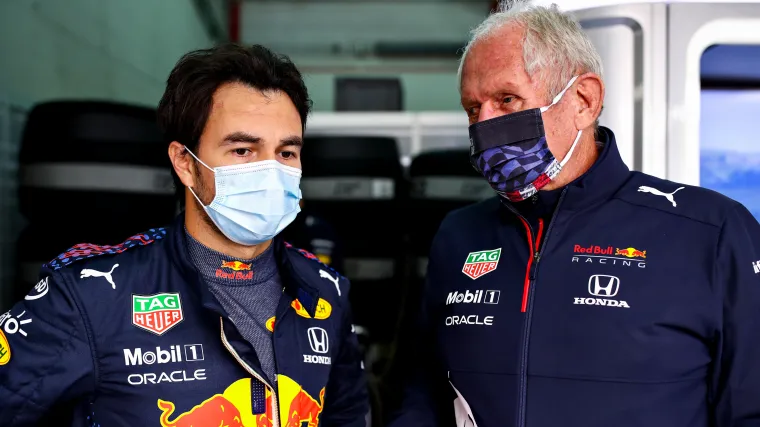 Sergio Checo Pérez y Helmut Marko.