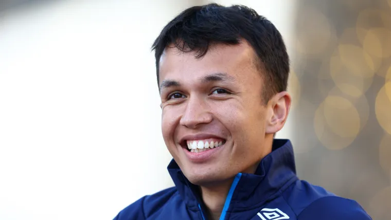 Alex Albon of Williams smiling