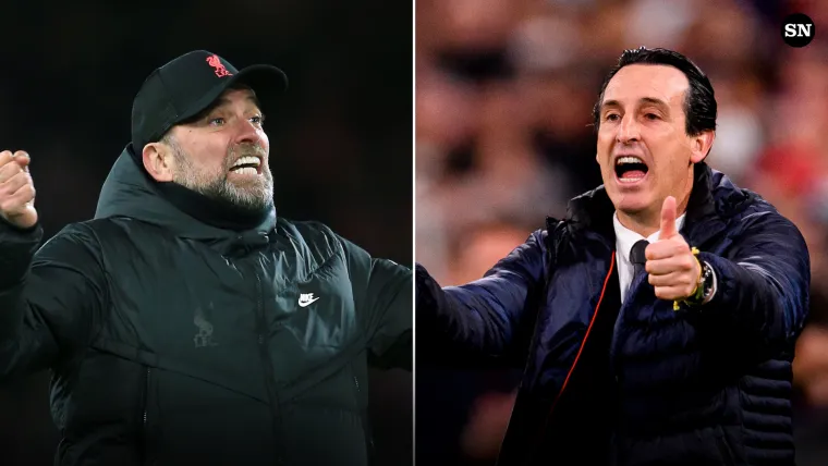 Jurgen Klopp of Liverpool and Unai Emery of Villarreal split 