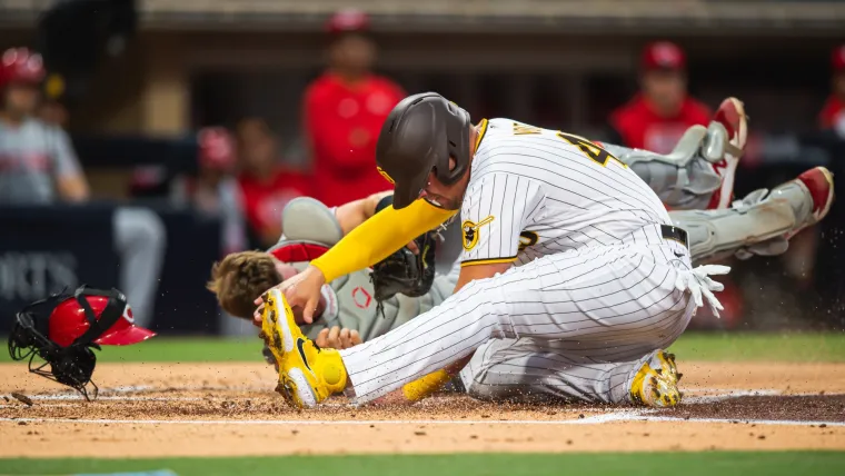 Reds rip Padres' Luke Voit for head shot on catcher Tyler Stephenson: 'Dirty as f—' image