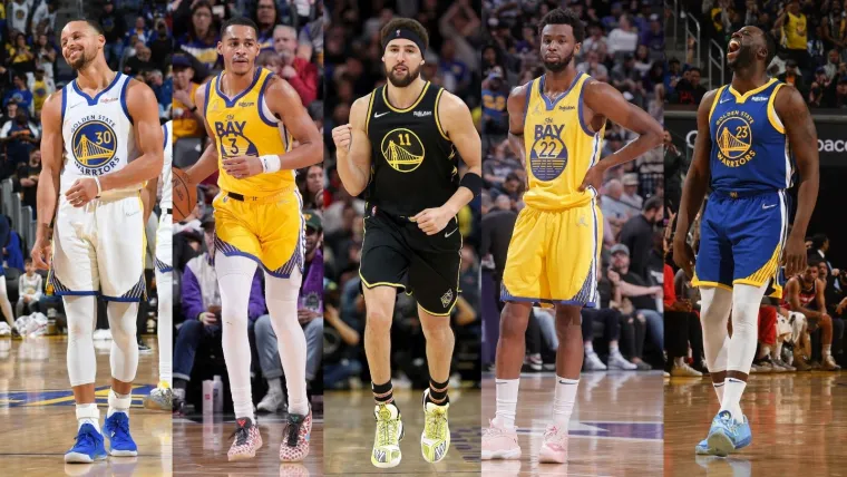 Stephen Curry Jordan Poole Klay Thompson Andrew Wiggins Draymond Green