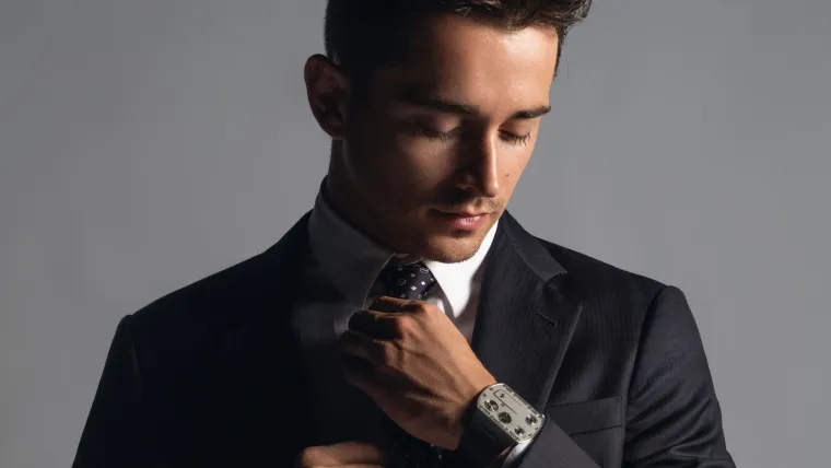 Charles Leclerc wears Richard Mille RM UP-01 Ferrari watch. Photo: Richard Mille