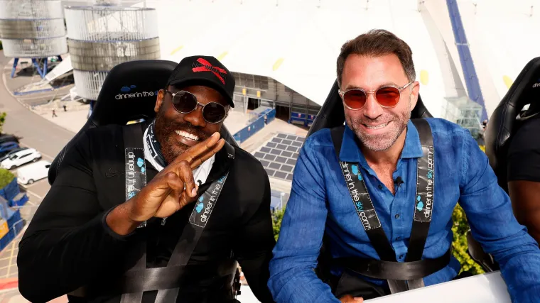 Derek Chisora and Eddie Hearn at the O2 Arena