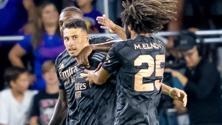 Gabriel Martinelli and Arsenal celebrate a goal against Orlando City in a 2022 preseason victory.