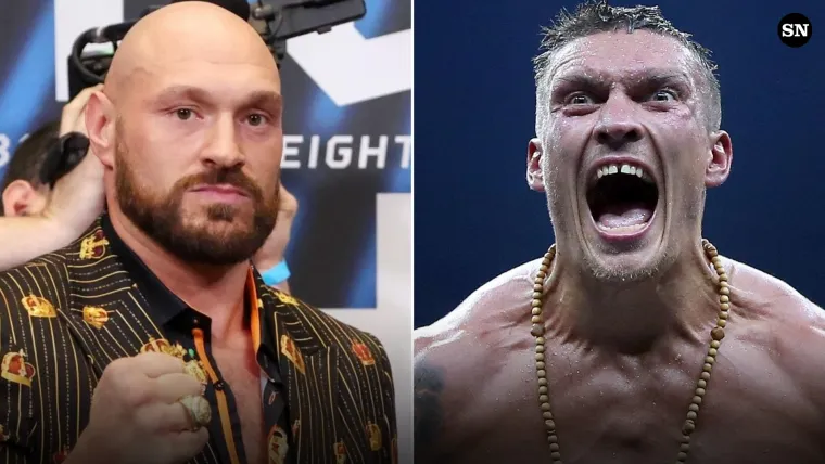 A photo of Tyson Fury and Oleksandr Usyk