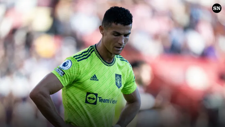 Cristiano Ronaldo looks dejected during Manchester United's 4-0 loss to Brentford