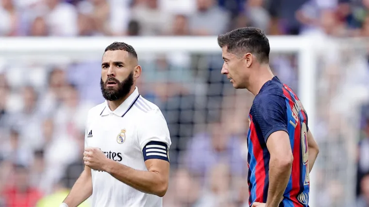 Karim Benzema of Real Madrid and Robert Lewandowski of Barcelona