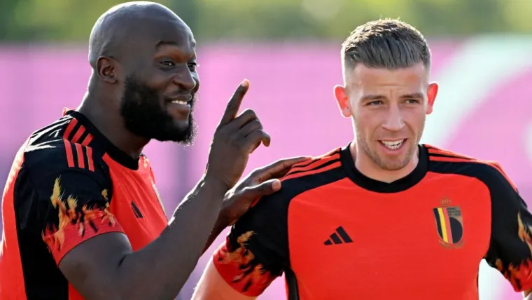 Romelu Lukaku and Toby Alderweireld of Belgium