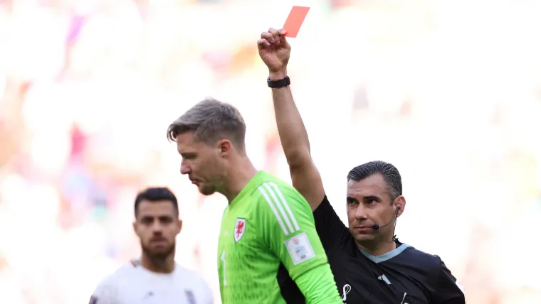 Wayne Hennessey red card v Iran