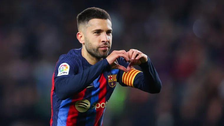 Jordi Alba of Barcelona heart celebration