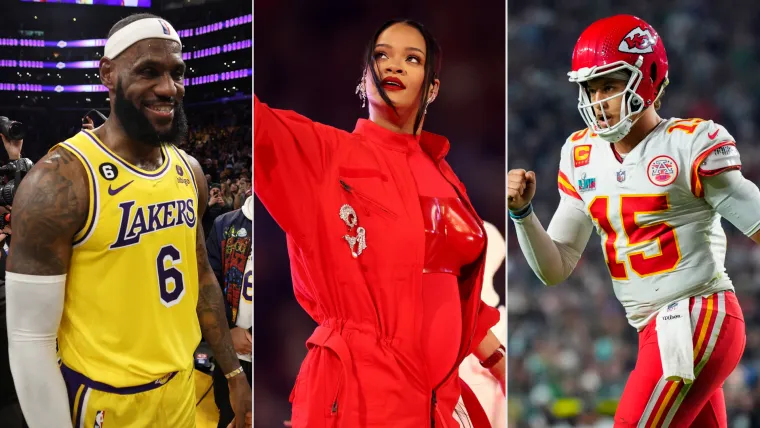 LeBron James, Rihanna, Patrick Mahomes (Super Bowl)