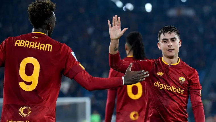 Paulo Dybala and Tammy Abraham of AS Roma