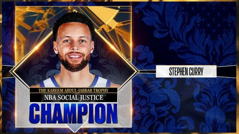 Golden State Warriors Stephen Curry 2022-23 Kareem Abdul-Jabbar Social Justice Champion award