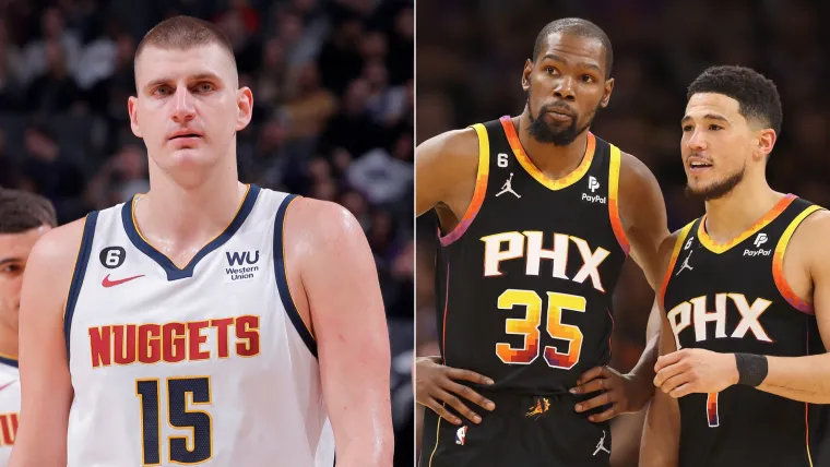 Nikola Jokic, Kevin Durant and Devin Booker