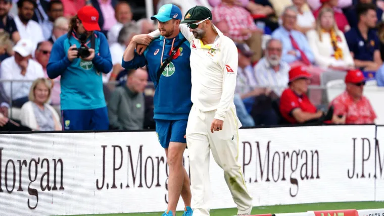 Nathan Lyon hobbling off: Ashes 2023 at Lord's