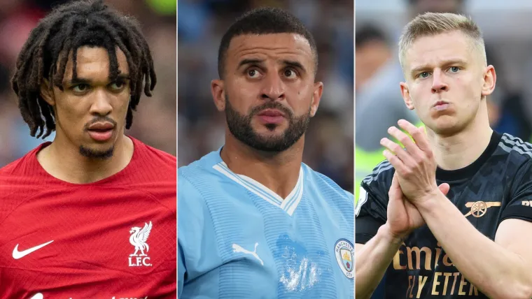 Trent Alexander-Arnold, Kyle Walker and Oleksandr Zinchenko