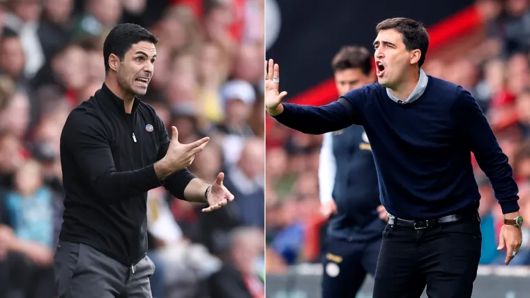 Mikel Arteta and Andoni Iraola