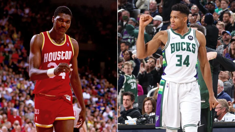 Hakeem Olajuwon and Giannis Antetokounmpo