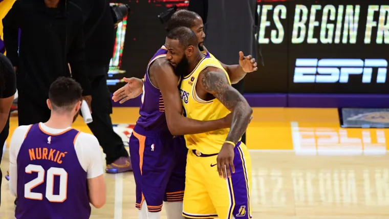 LeBron James, Kevin Durant hug