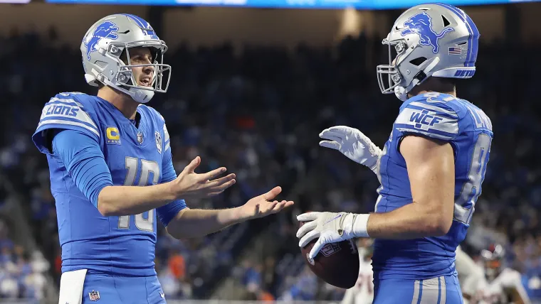 Jared Goff (left) and Sam LaPorta (right)