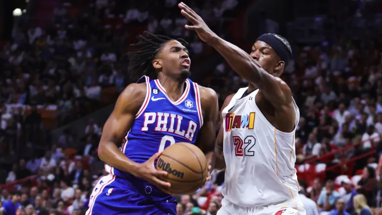 Tyrese Maxey and Jimmy Butler