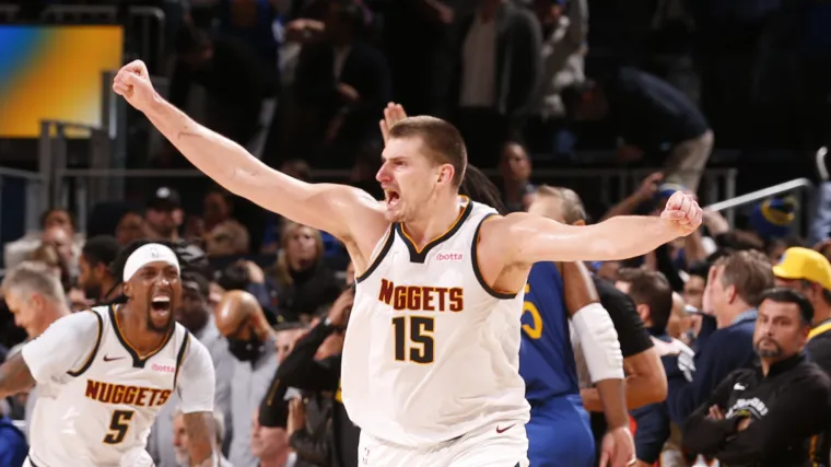 Nikola Jokic celebrates 010623 