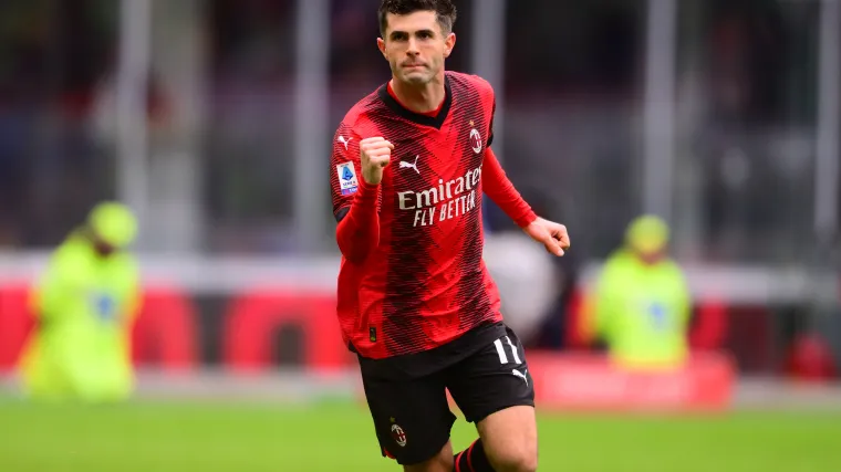 Christian Pulisic of AC Milan celebrates after his team score a goal