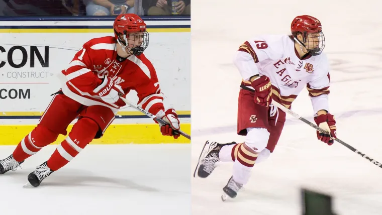 Boston University's Macklin Celebrini and Boston College's Cutter Gauthier