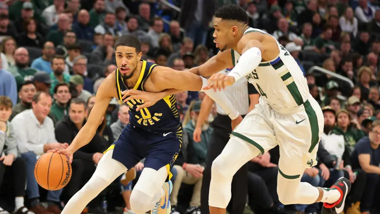 Tyrese Haliburton Giannis Antetokounmpo Indiana Pacers Milwaukee Bucks