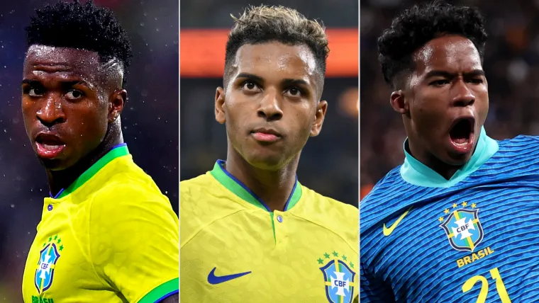 Vinicius Junior (L), Rodrygo (C) and Endrick (R)